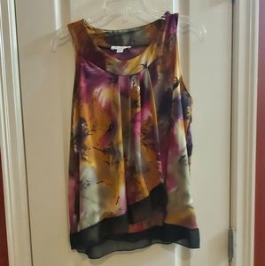 Colorful flowy sleeveless blouse